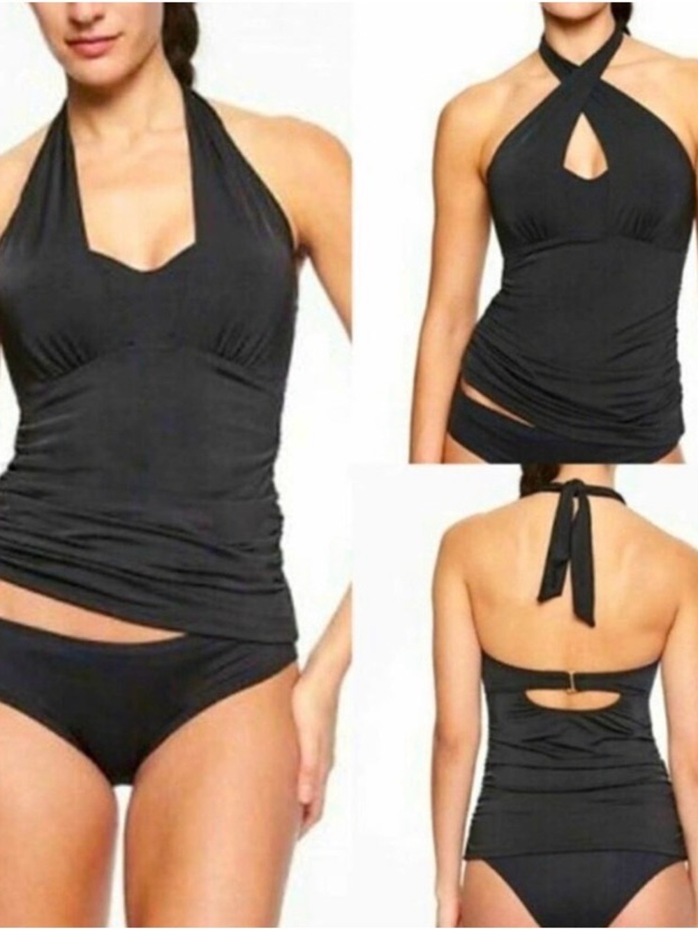 Athleta Black Multi-way Tankini Top Black 32D/DD